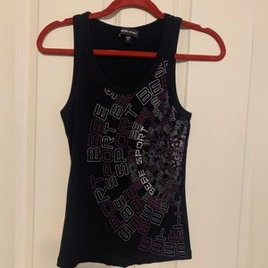 Bebe Sport Tank. Size L  Black with rhinestone detail.